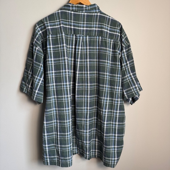 Big Dogs Men's Plaid Vintage Button‎ Up Short Sleeve Cotton Shirt Green Size 3X - Picture 7 of 14